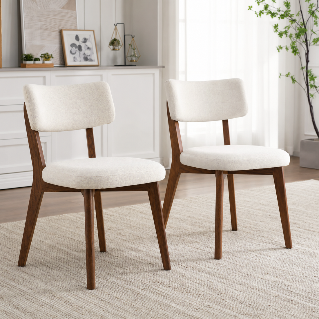 Lot de 2 chaises en bois massif Joséphine - Beige