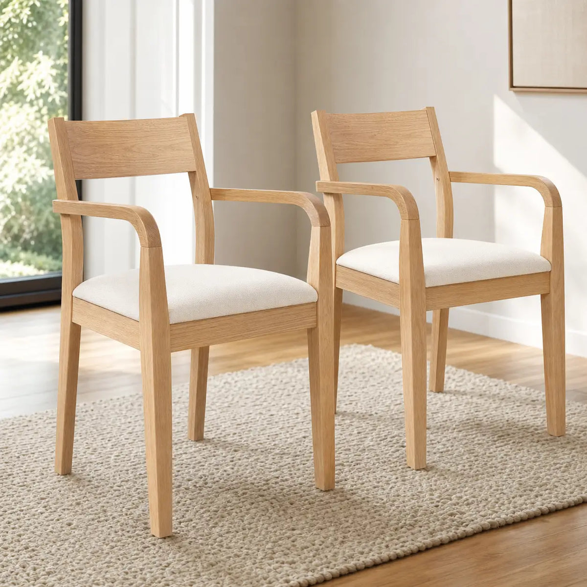 Lot de 2 chaises de salle à manger en bois d'hévéa massif Aurore