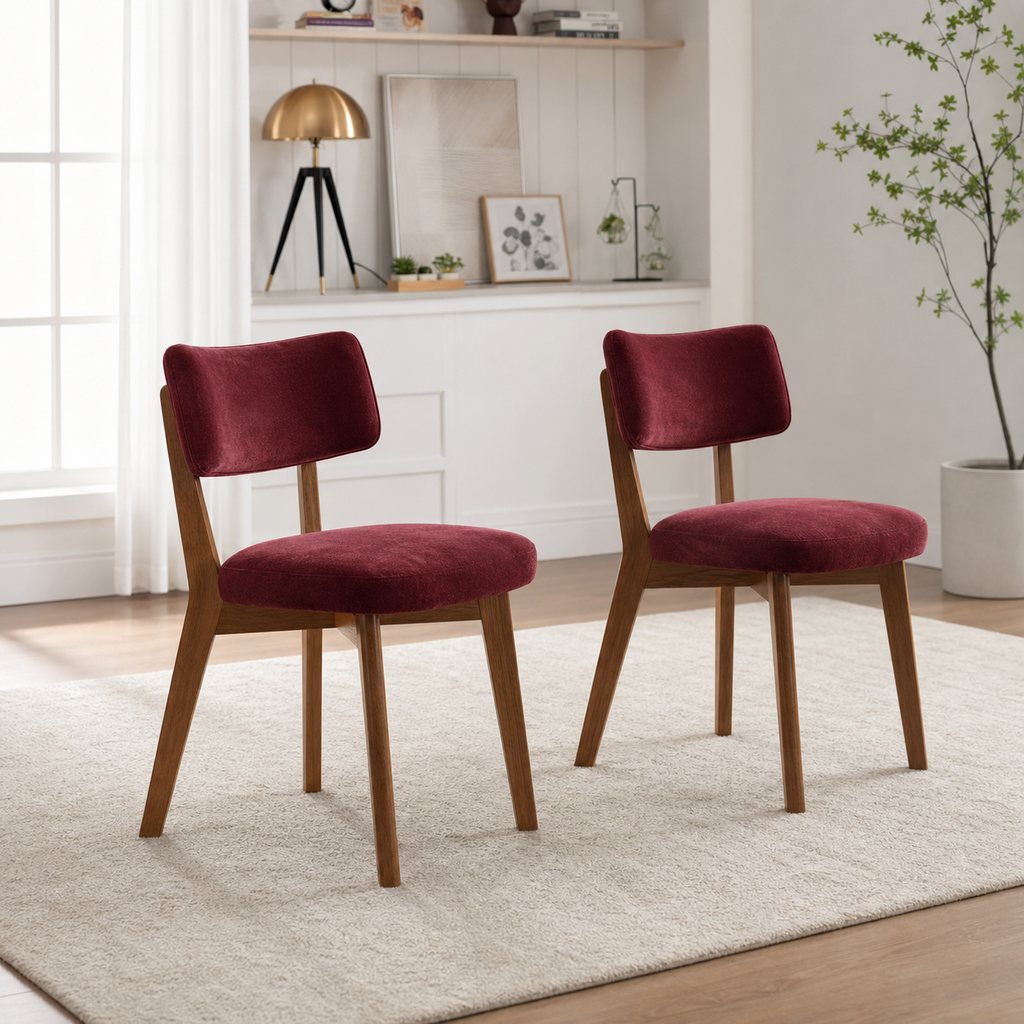 Lot de 2 chaises en bois massif Joséphine - Bordeaux