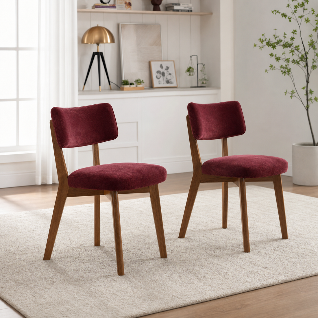 Lot de 2 chaises en bois massif Joséphine - Bordeaux