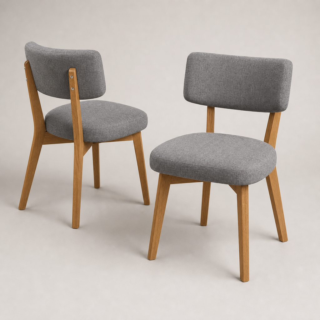 Lot de 2 chaises en bois massif Apolline - Gris
