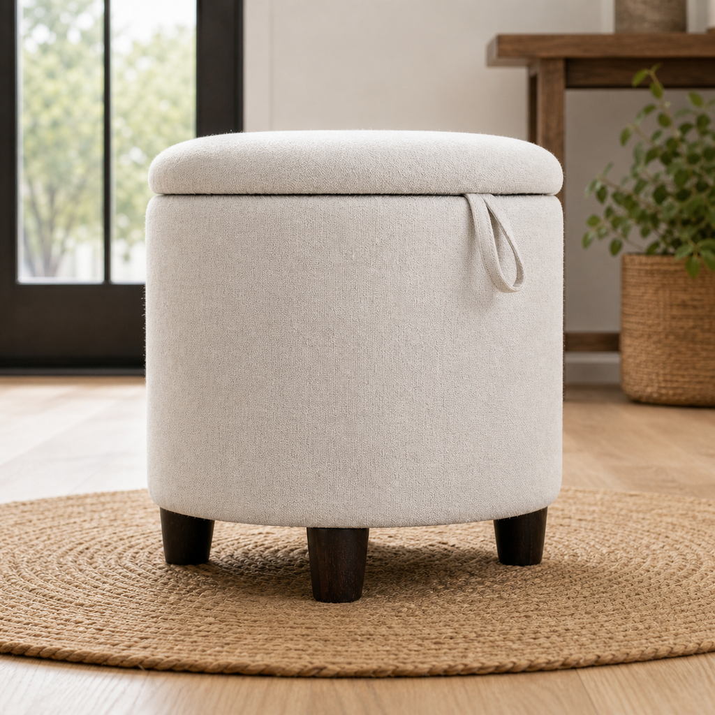 Pouf de rangement en bois Léon