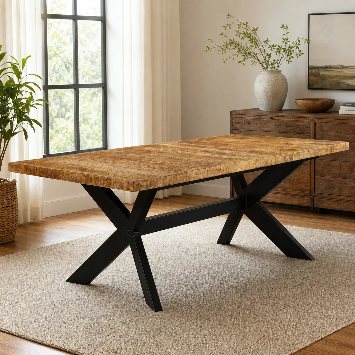 Table à manger en bois de manguier massif Gaston