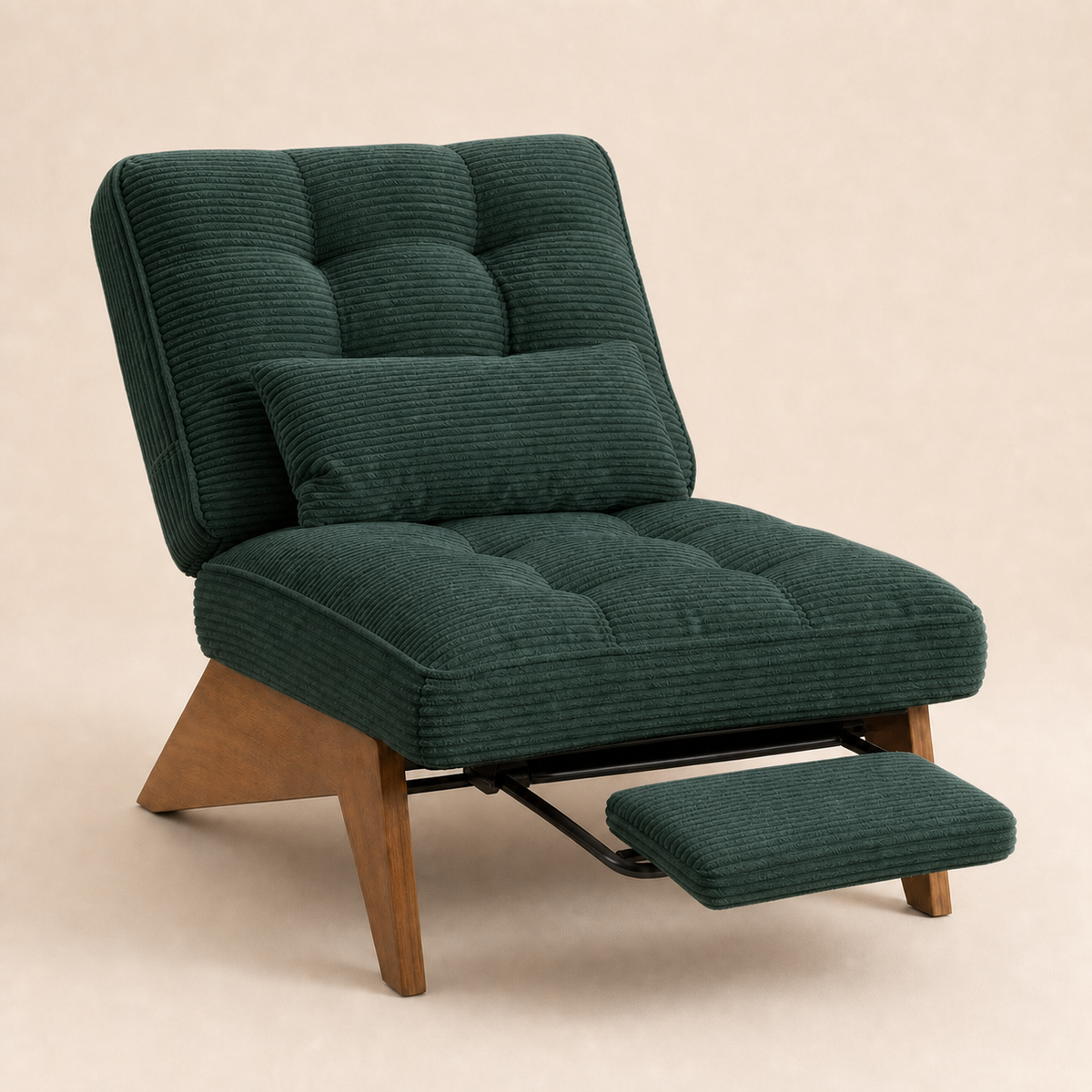 Fauteuil lounge en bois Marguerite - Émeraude