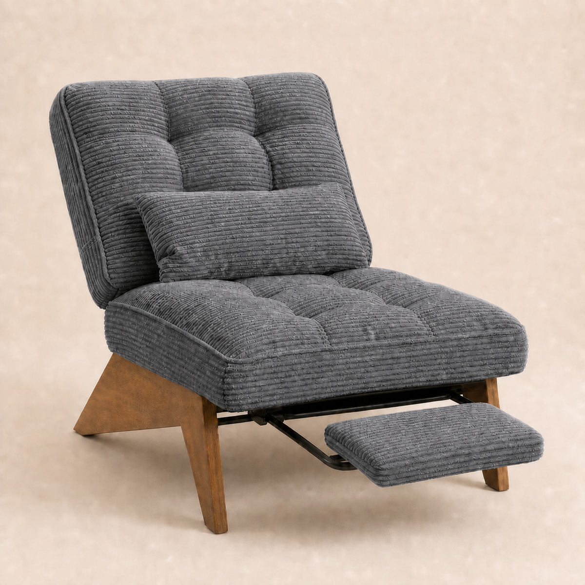 Fauteuil lounge en bois Marguerite - Gris