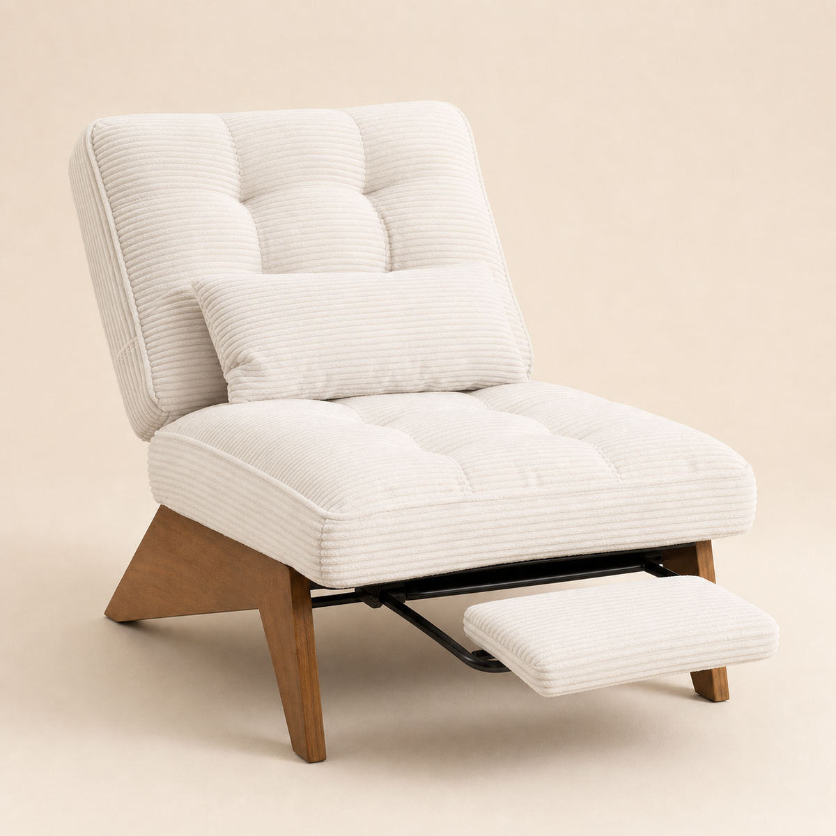 Fauteuil lounge en bois Marguerite - Beige