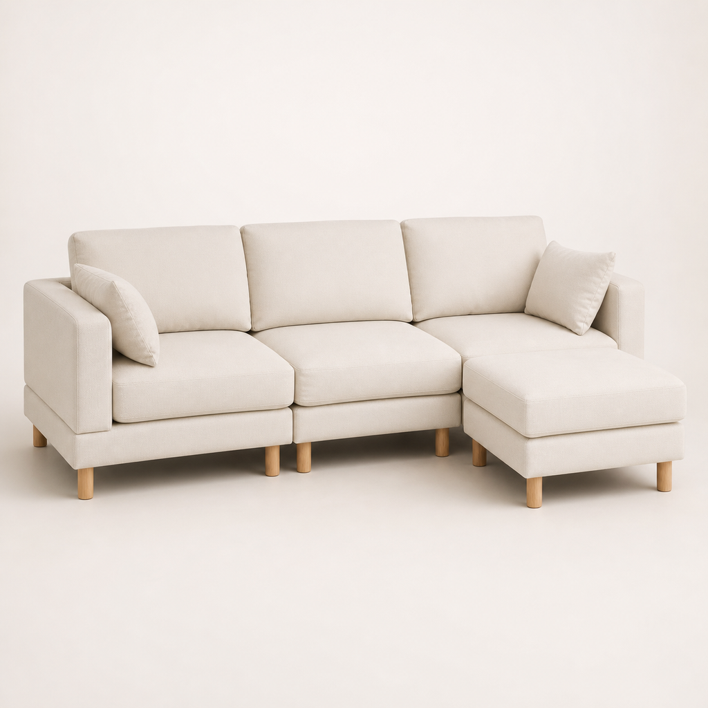 Canapé d'angle modulable en bois massif Garance