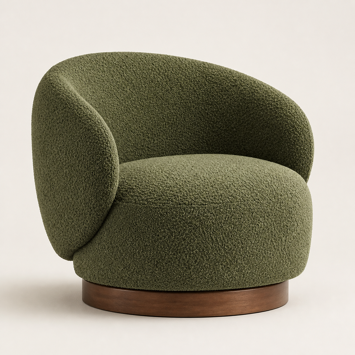 Fauteuil pivotant en bois massif Lucie - Vert mousse