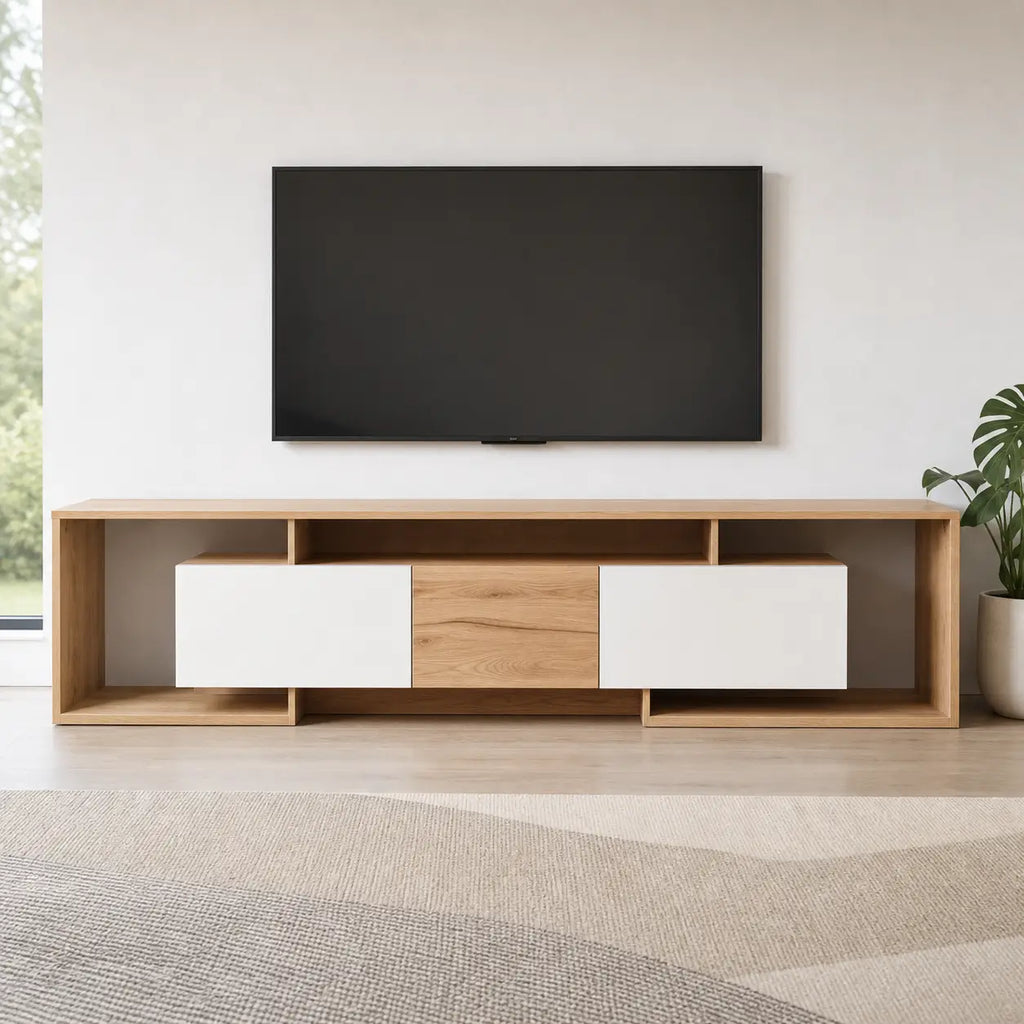 Meuble TV 2 portes en bois Adeline