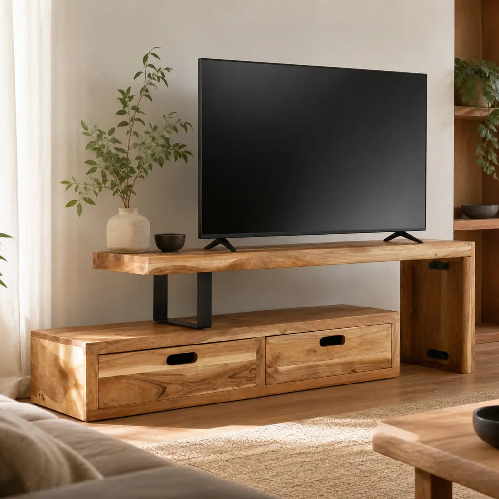 Meuble TV extensible en bois de manguier massif Tom