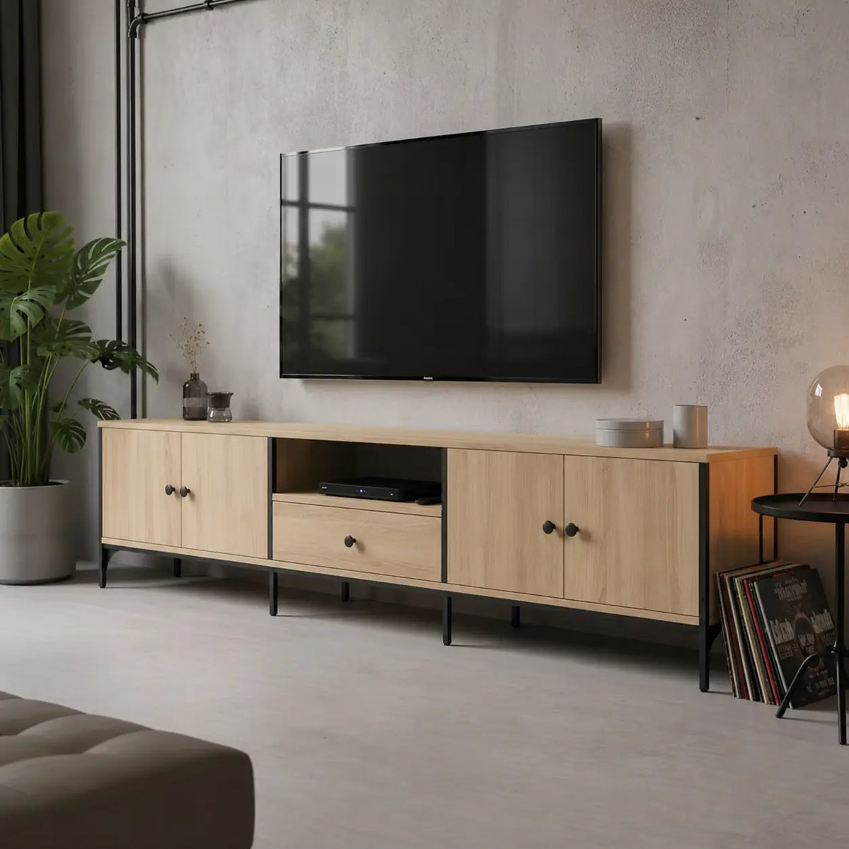 Meuble TV 200 cm en bois Blanche