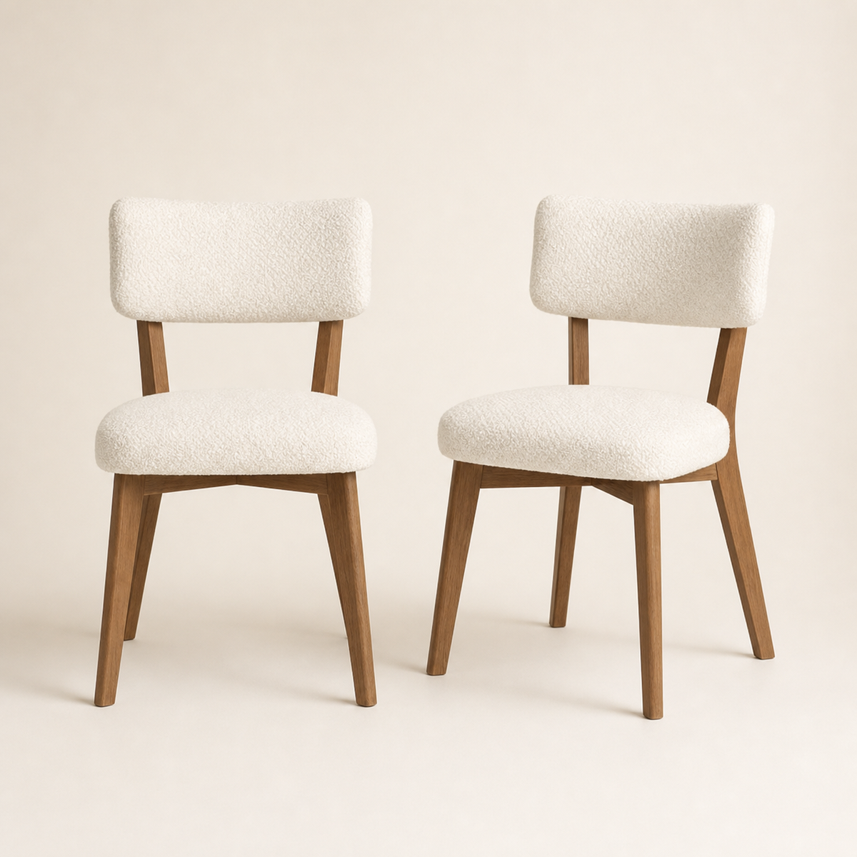Lot de 2 chaises en bois massif Apolline - Beige