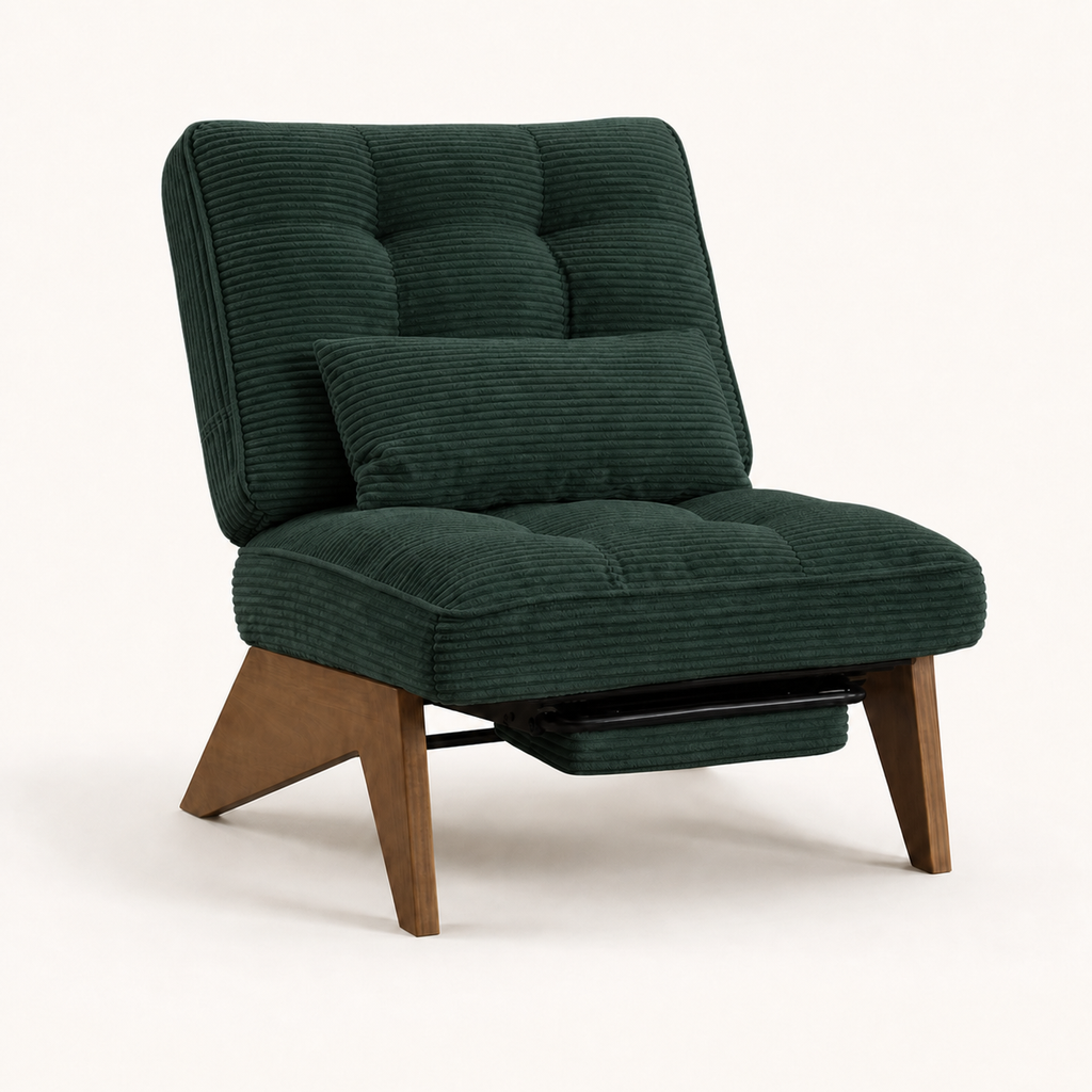 Fauteuil lounge en bois Marguerite - Émeraude