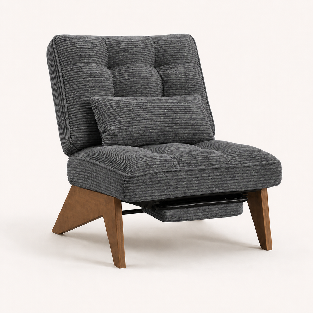 Fauteuil lounge en bois Marguerite - Gris
