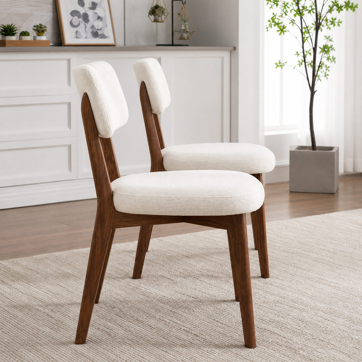 Lot de 2 chaises en bois massif Joséphine - Beige