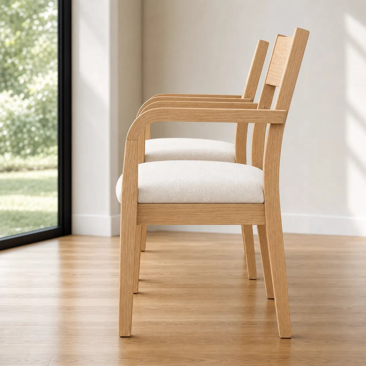 Lot de 2 chaises de salle à manger en bois d'hévéa massif Aurore
