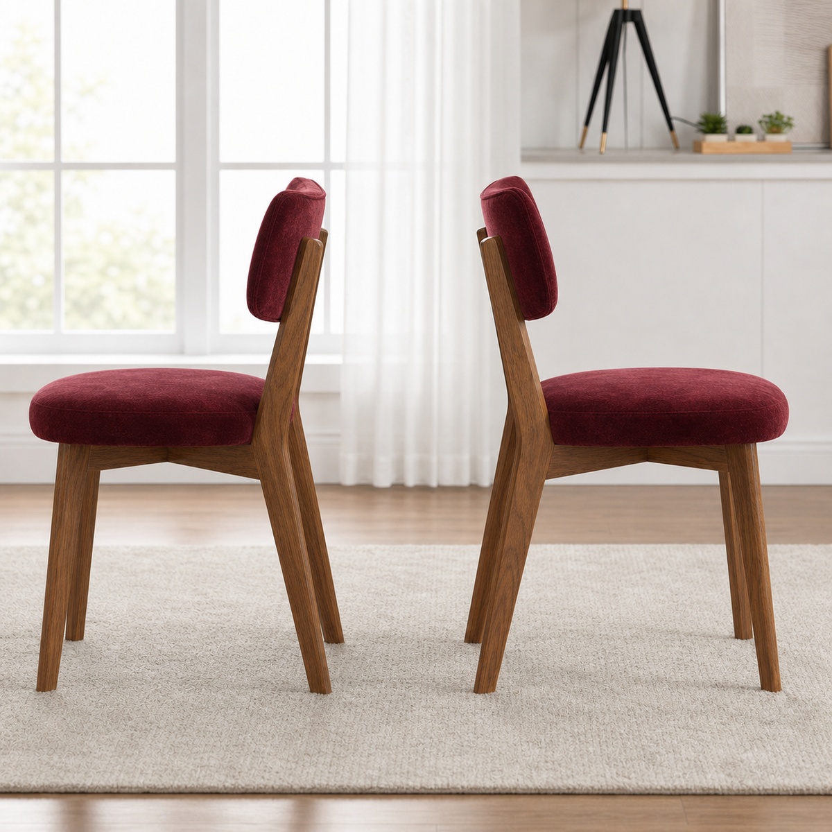Lot de 2 chaises en bois massif Joséphine - Bordeaux