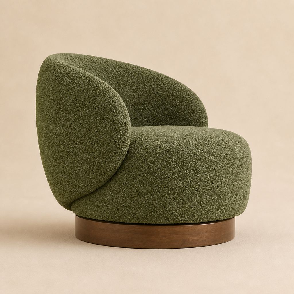Fauteuil pivotant en bois massif Lucie - Vert mousse