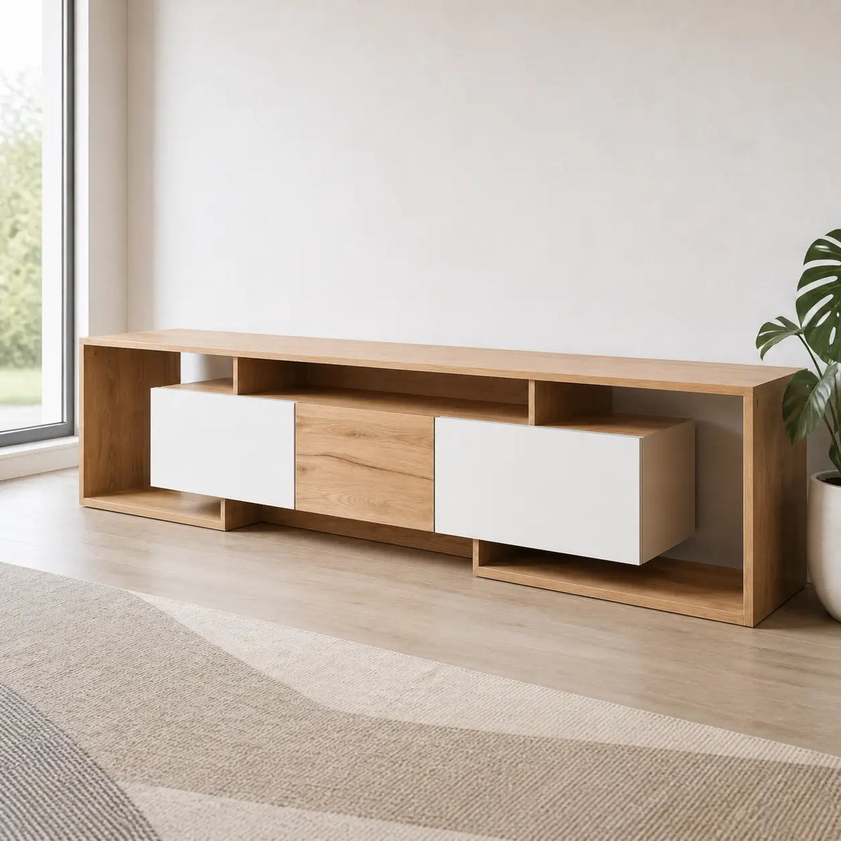 Meuble TV 2 portes en bois Adeline