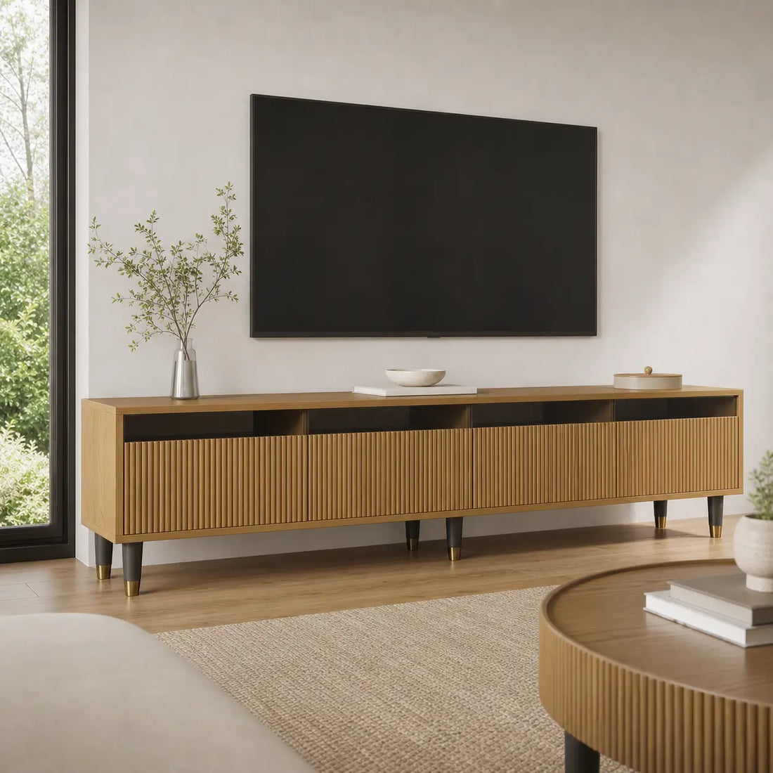 Meuble TV 4 tiroirs en bois Étienne