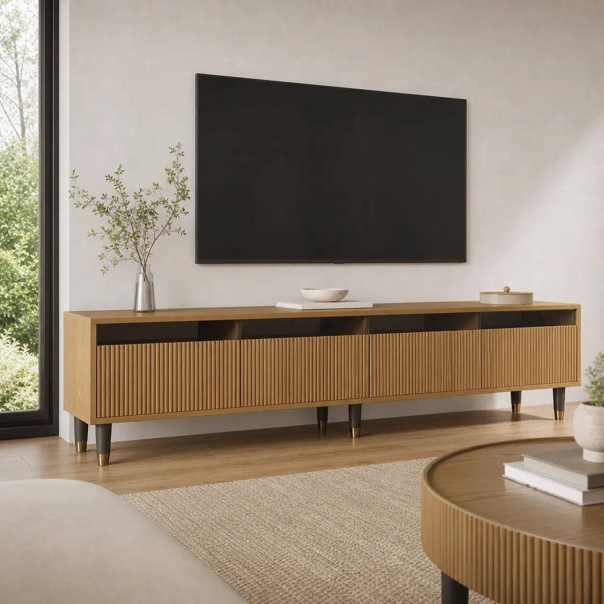 Meuble TV 4 tiroirs en bois Étienne