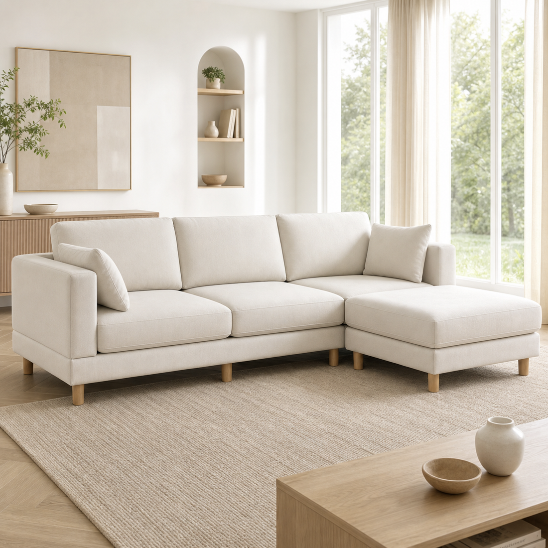 Canapé d'angle modulable en bois massif Garance