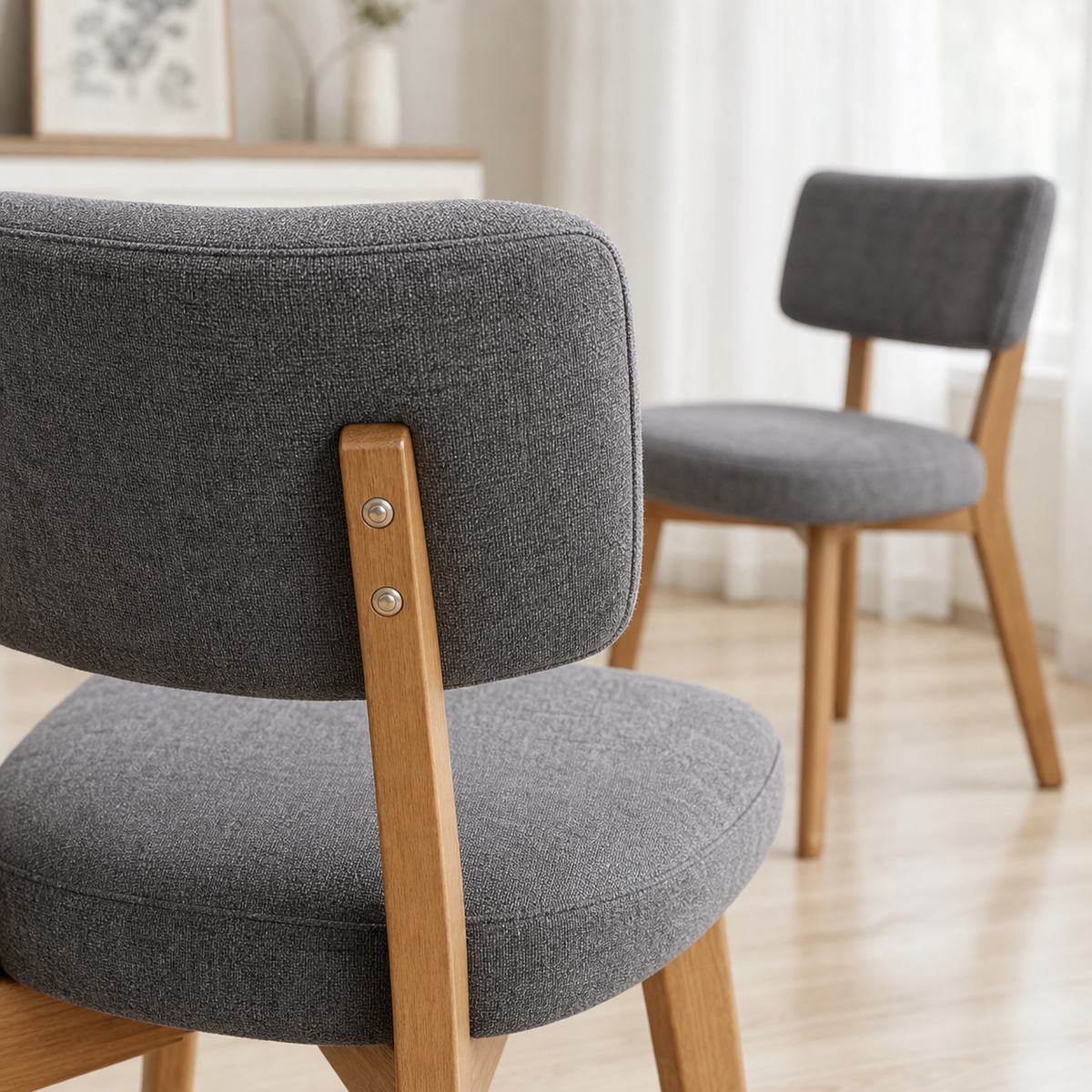 Lot de 2 chaises en bois massif Apolline - Gris