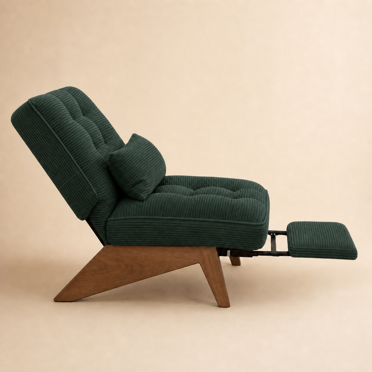 Fauteuil lounge en bois Marguerite - Émeraude