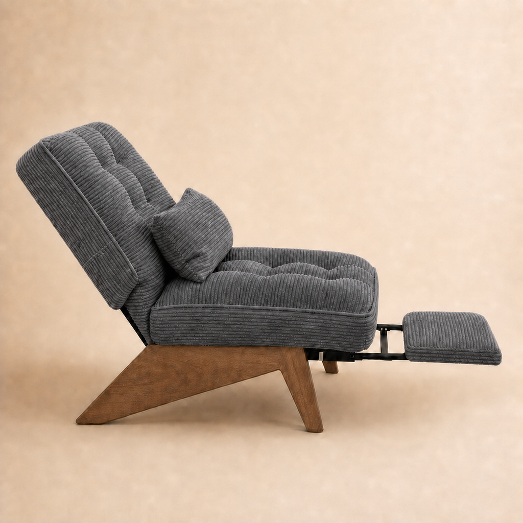 Fauteuil lounge en bois Marguerite - Gris