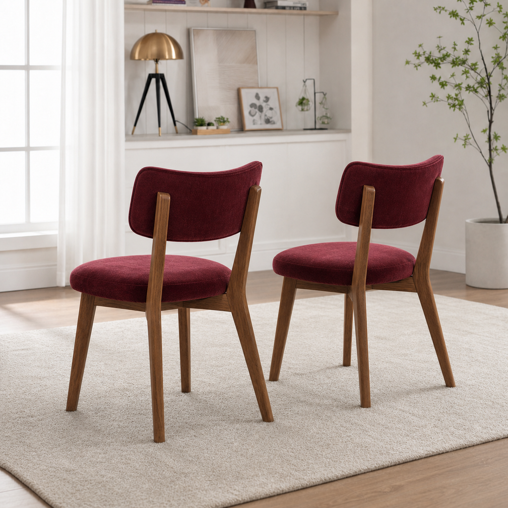 Lot de 2 chaises en bois massif Joséphine - Bordeaux