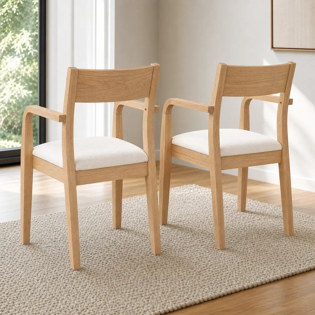 Lot de 2 chaises de salle à manger en bois d'hévéa massif Aurore