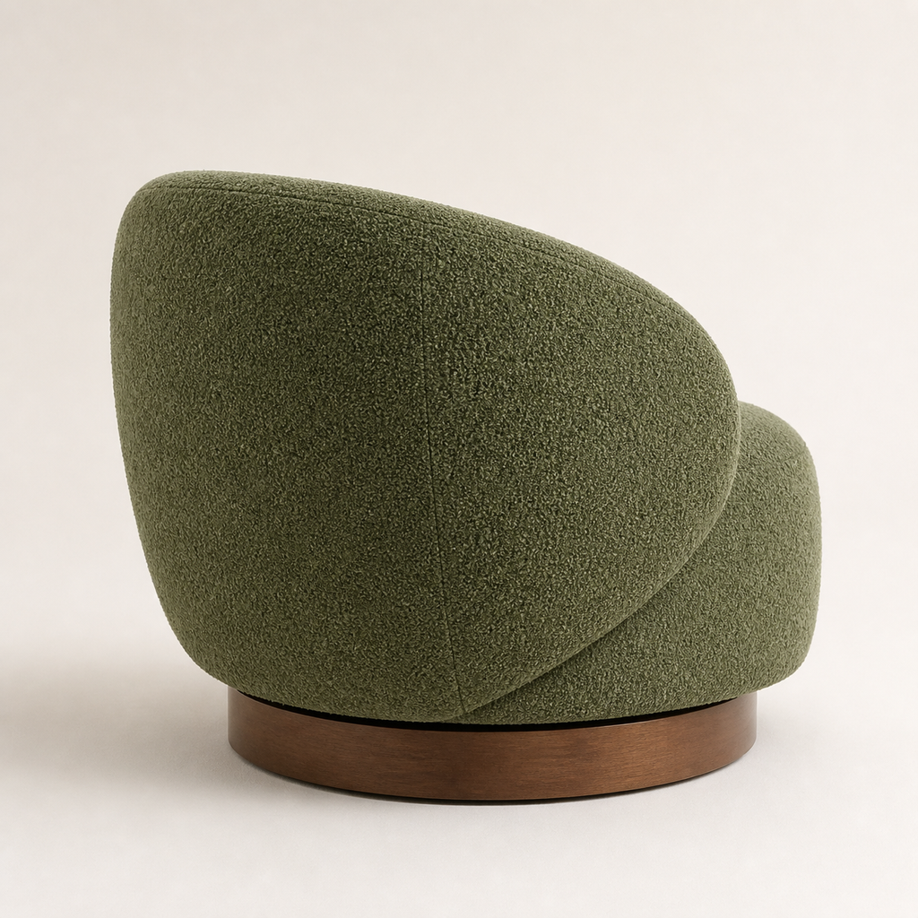 Fauteuil pivotant en bois massif Lucie - Vert mousse
