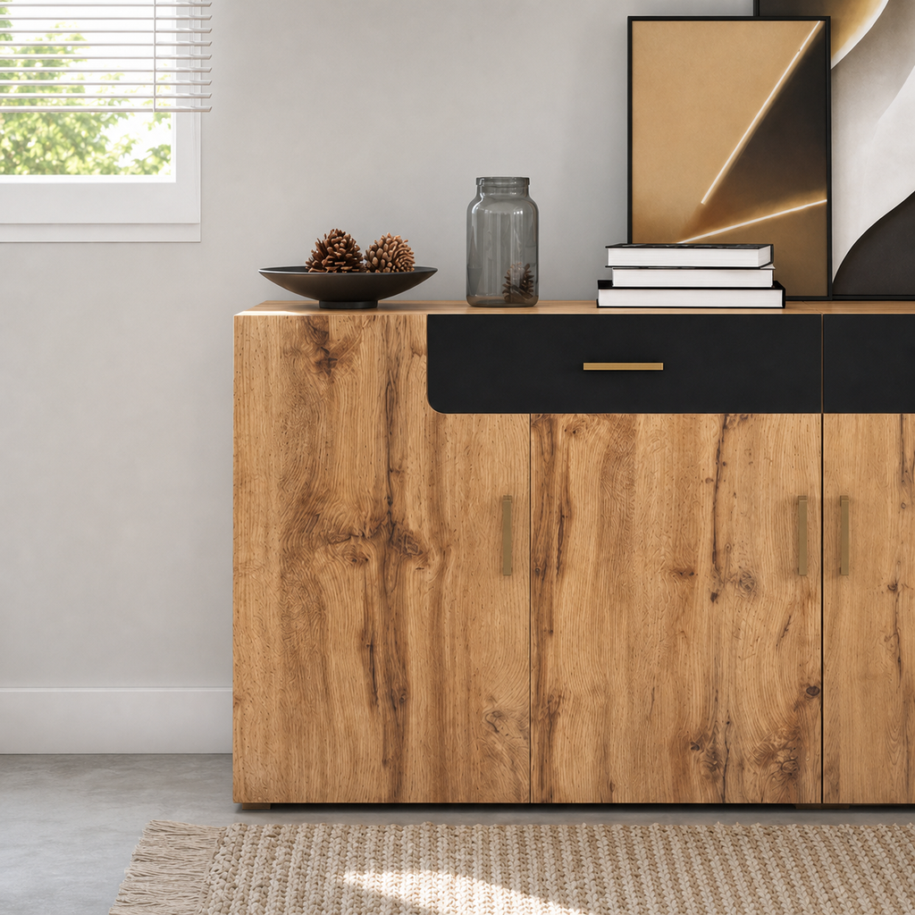 Buffet 4 portes 2 tiroirs en bois Alma