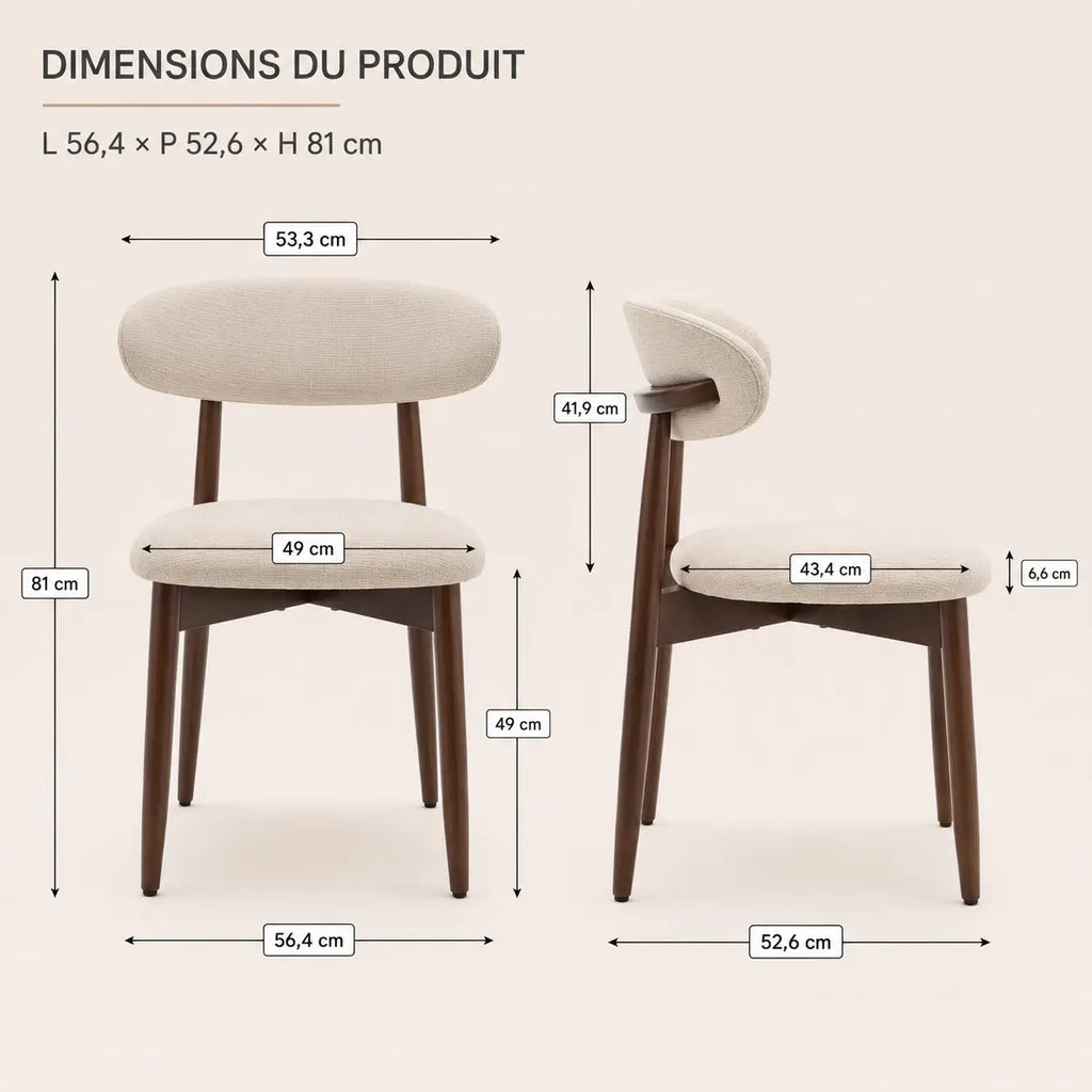 Lot de 2 chaises scandinaves en bois Elia - Beige