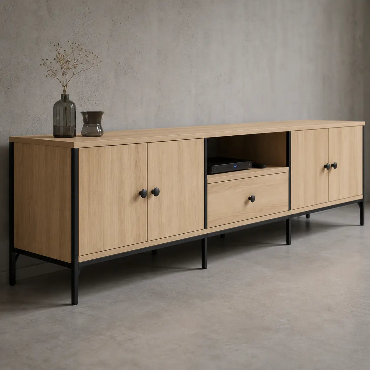 Meuble TV 200 cm en bois Blanche