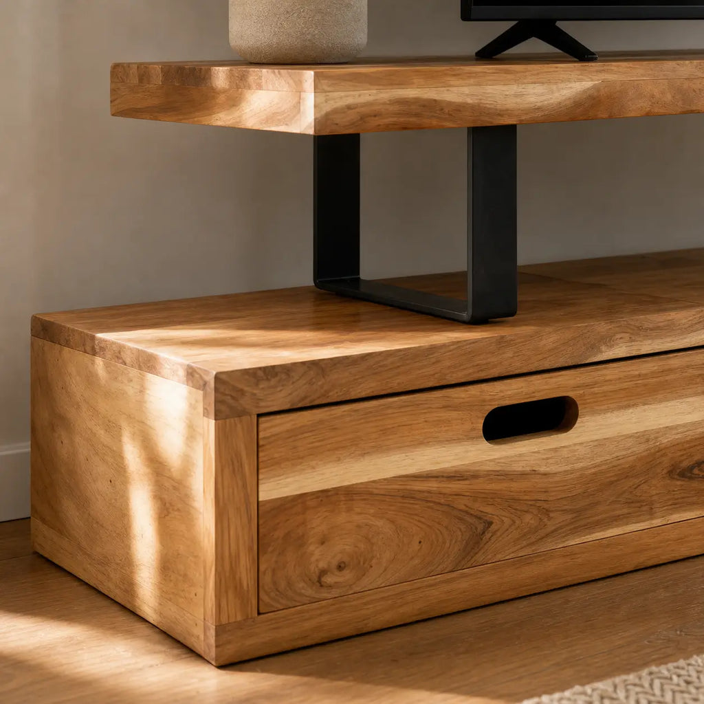 Meuble TV extensible en bois de manguier massif Tom
