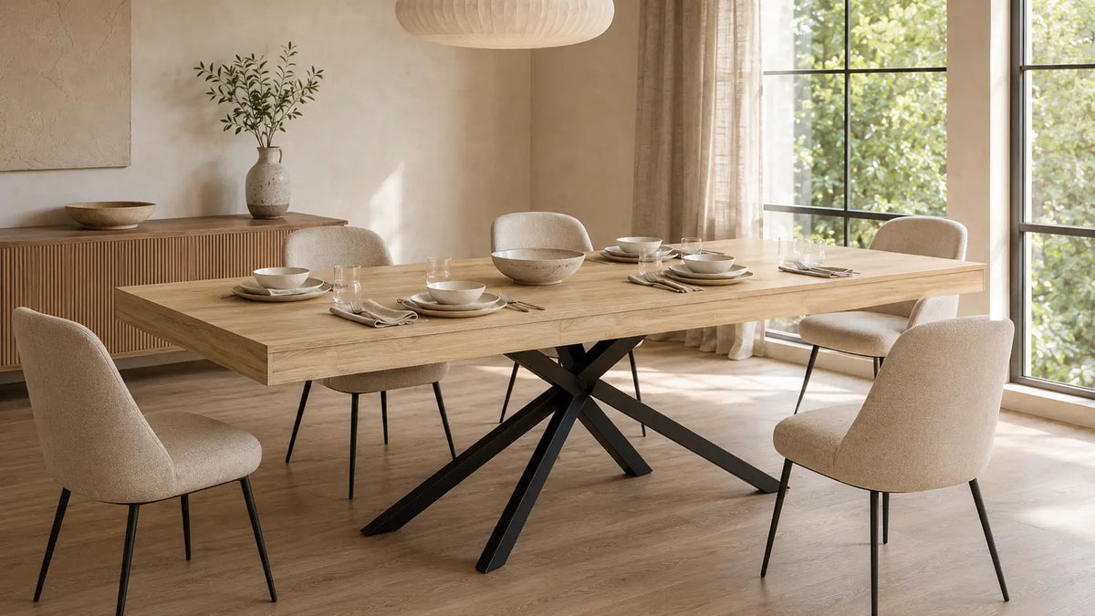 Table à manger rectangulaire extensible en bois Margaux