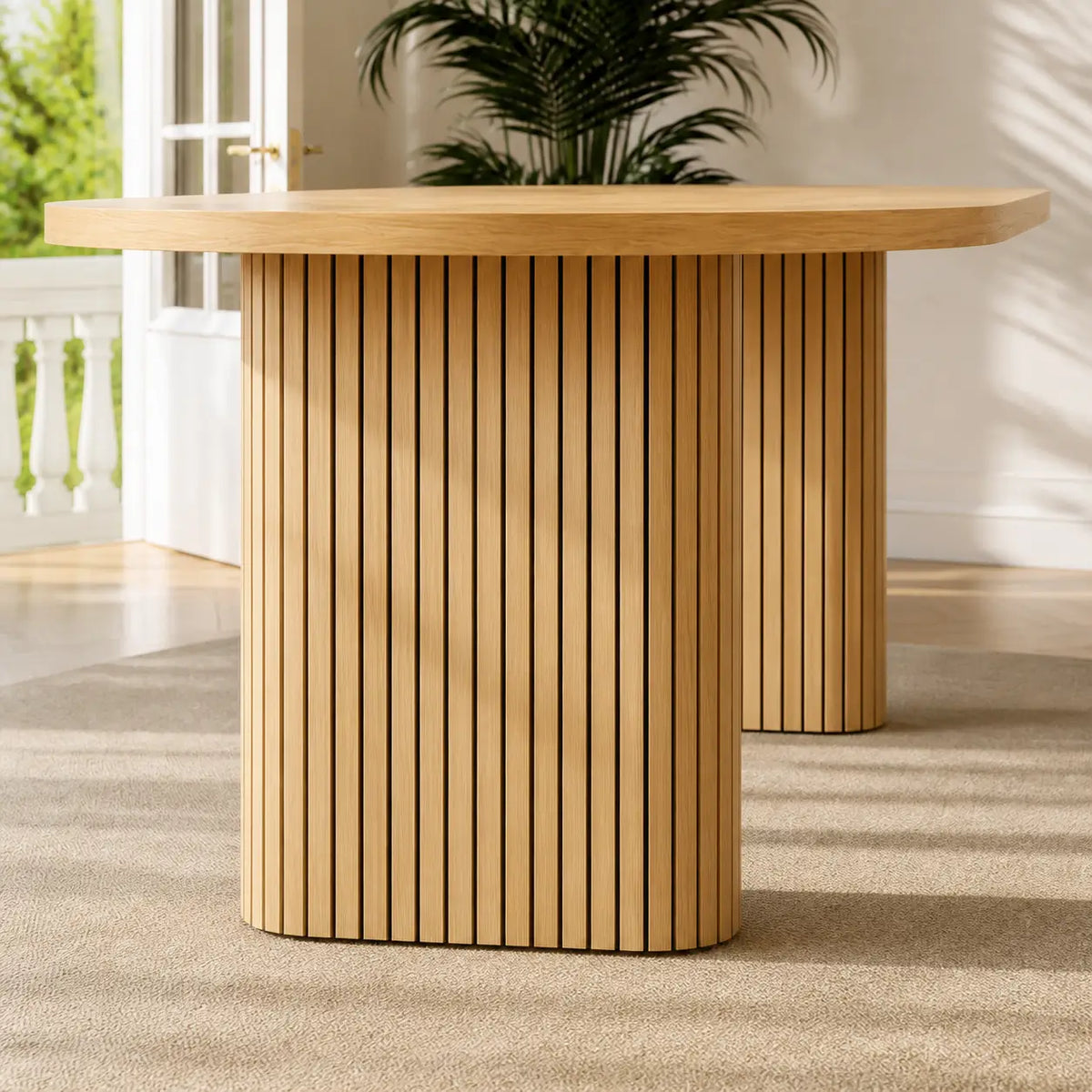 Table à manger ovale extensible en bois Faustine - Bois naturel