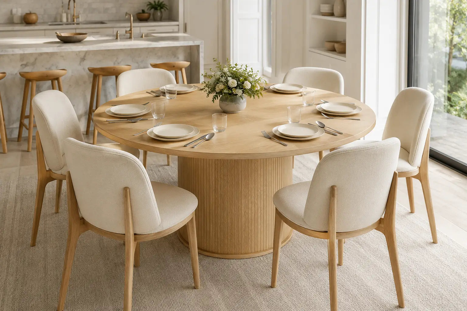 Table à manger ronde en bois Arthur