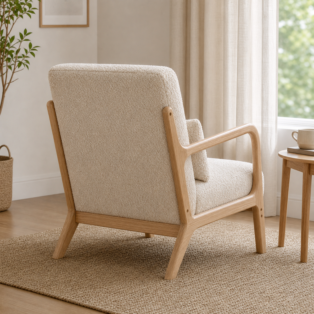Fauteuil lounge en bois d'hévéa massif Agathe