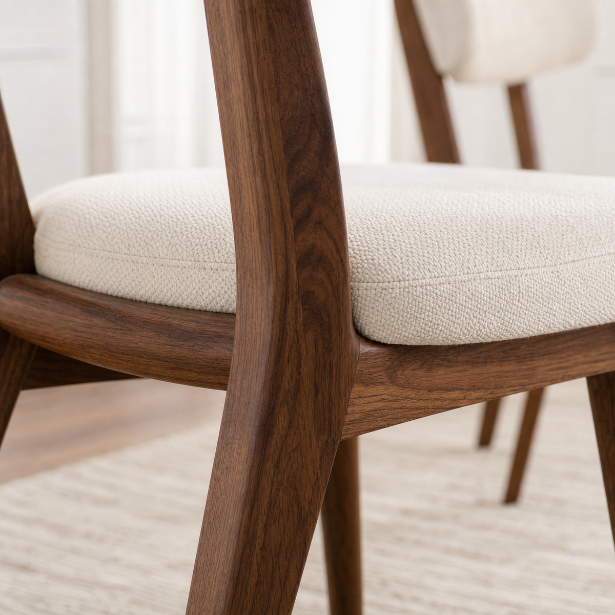 Lot de 2 chaises en bois massif Joséphine - Beige