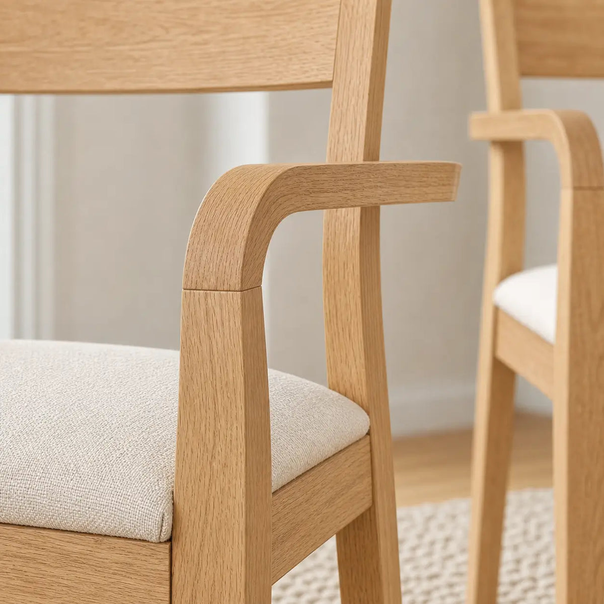 Lot de 2 chaises de salle à manger en bois d'hévéa massif Aurore