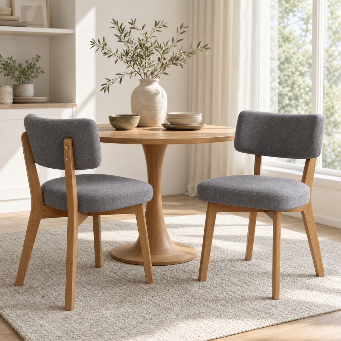 Lot de 2 chaises en bois massif Apolline - Gris