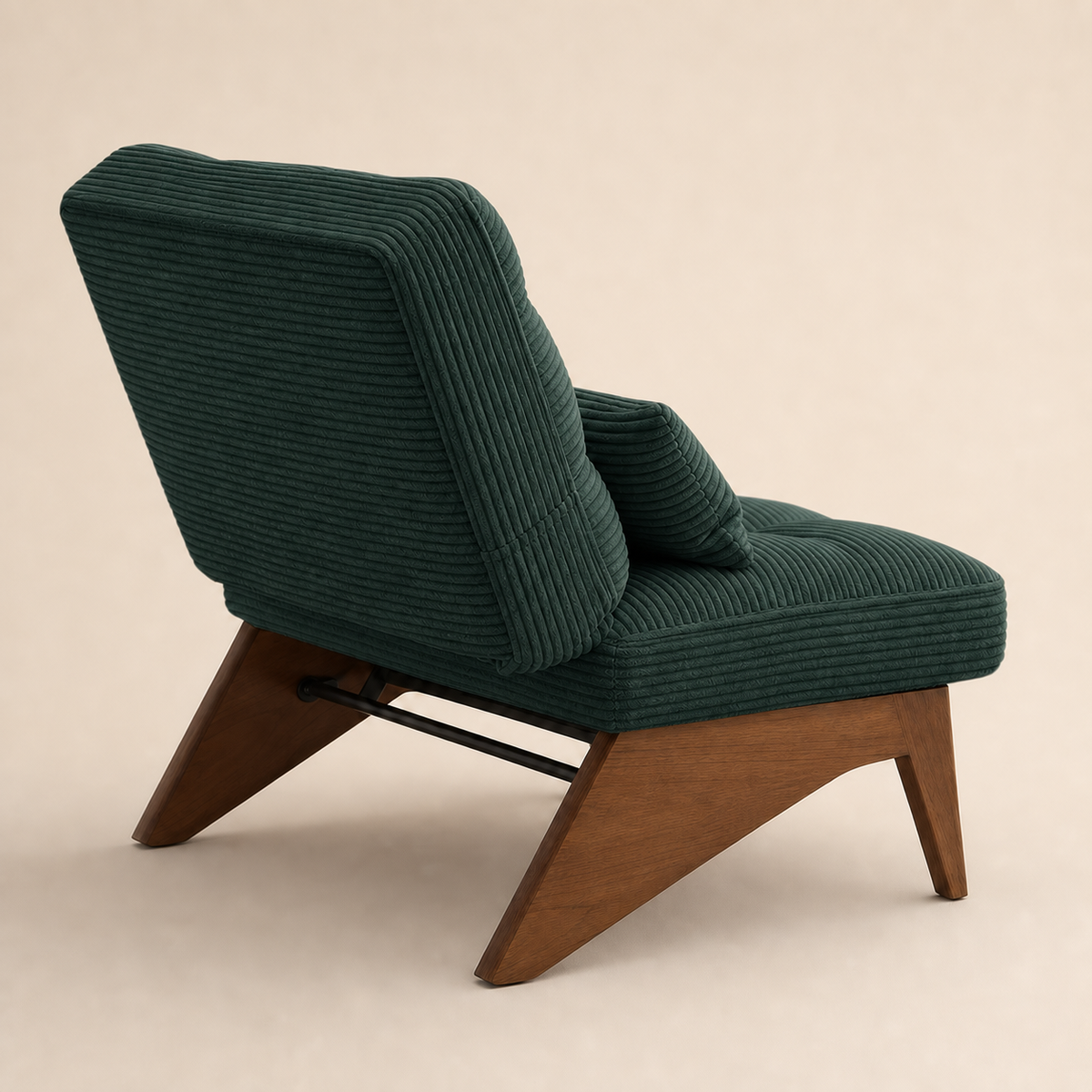 Fauteuil lounge en bois Marguerite - Émeraude