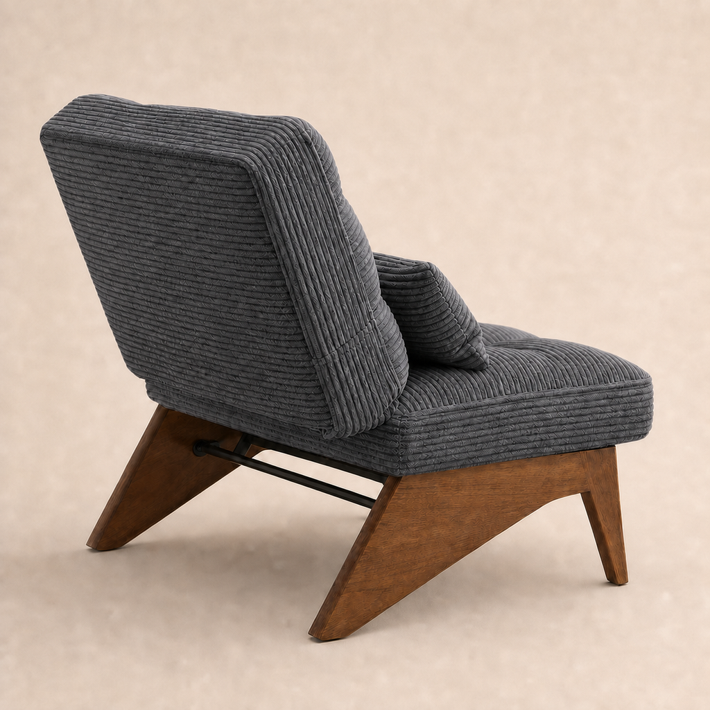 Fauteuil lounge en bois Marguerite - Gris