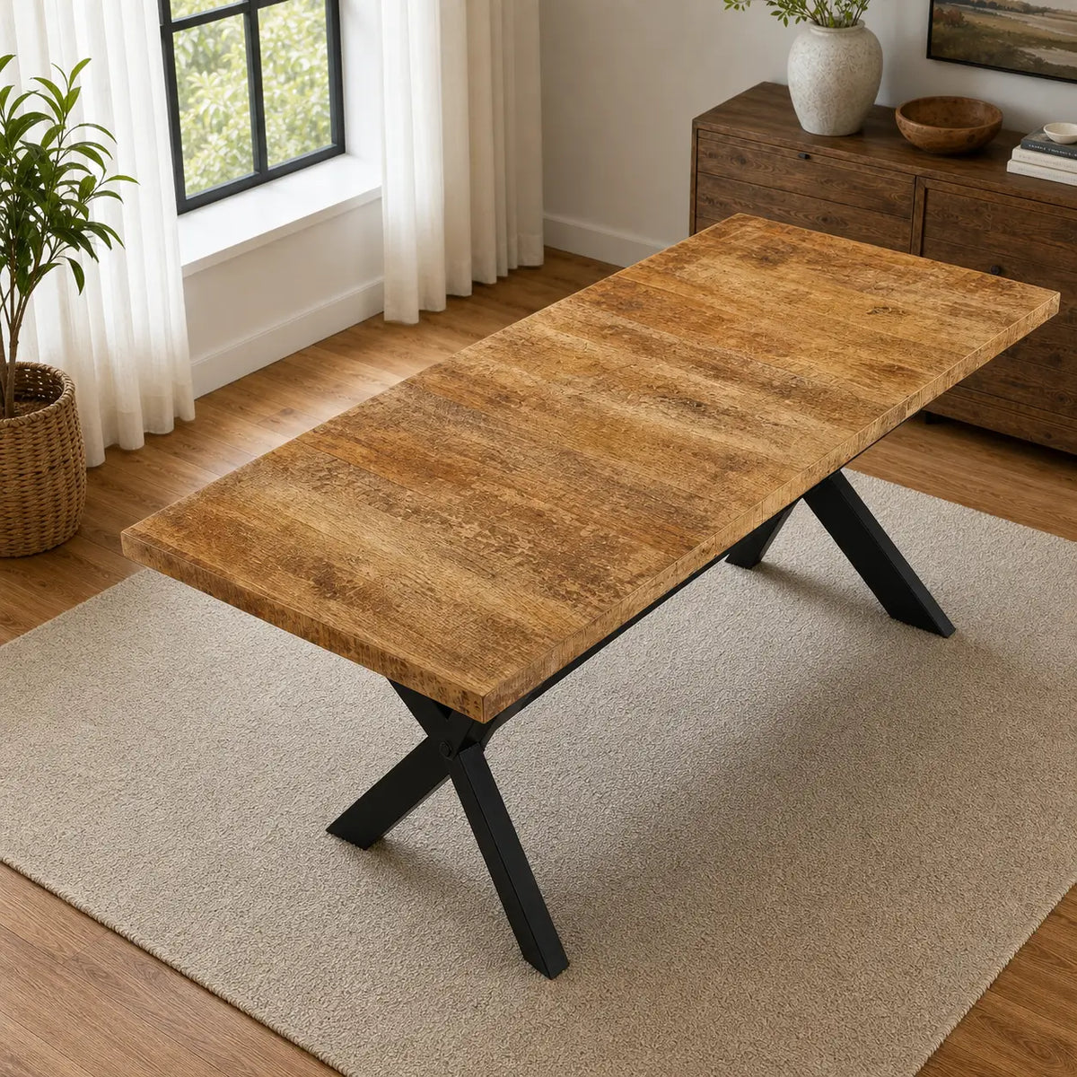 Table à manger en bois de manguier massif Gaston