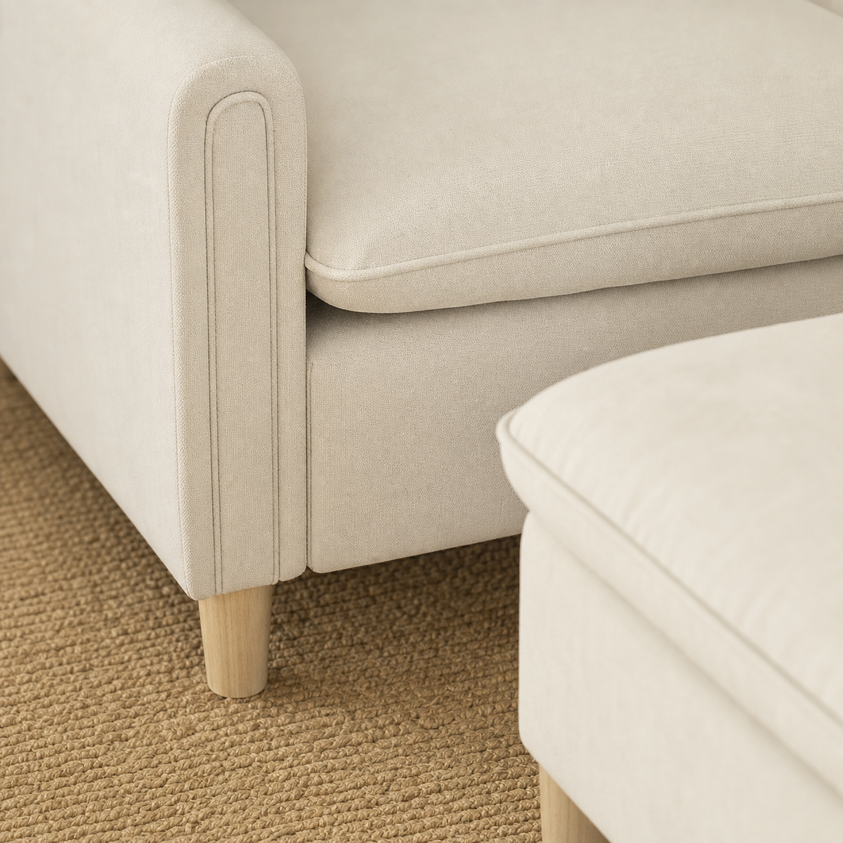 Canapé 3 places avec pouf de rangement en bois Jean