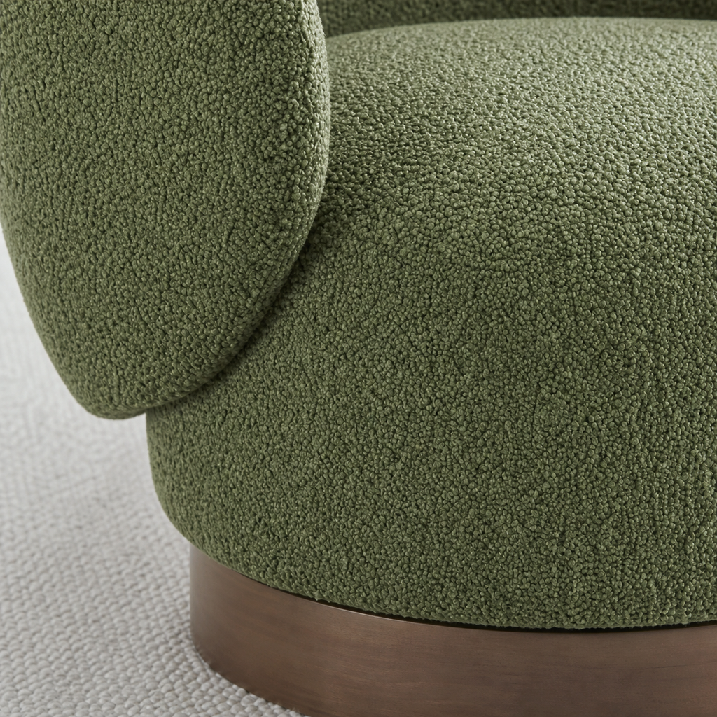 Fauteuil pivotant en bois massif Lucie - Vert mousse