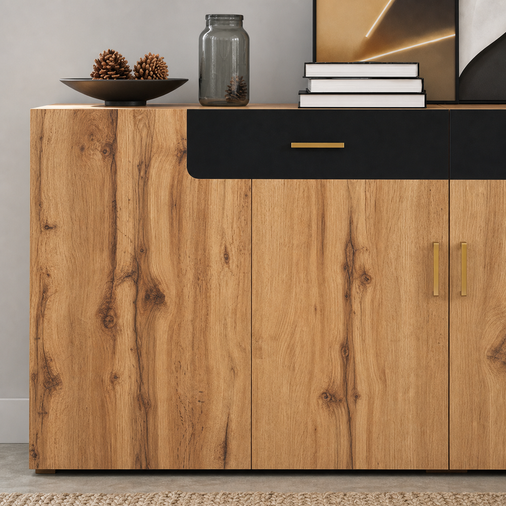 Buffet 4 portes 2 tiroirs en bois Alma