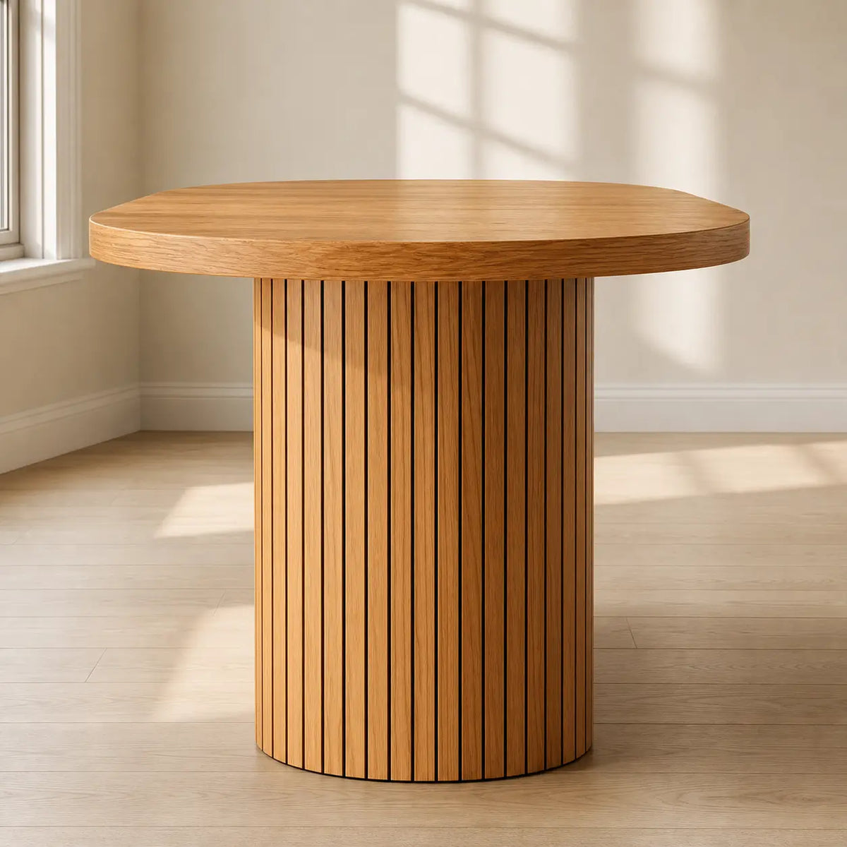 Table à manger ovale extensible en bois Faustine - Marron